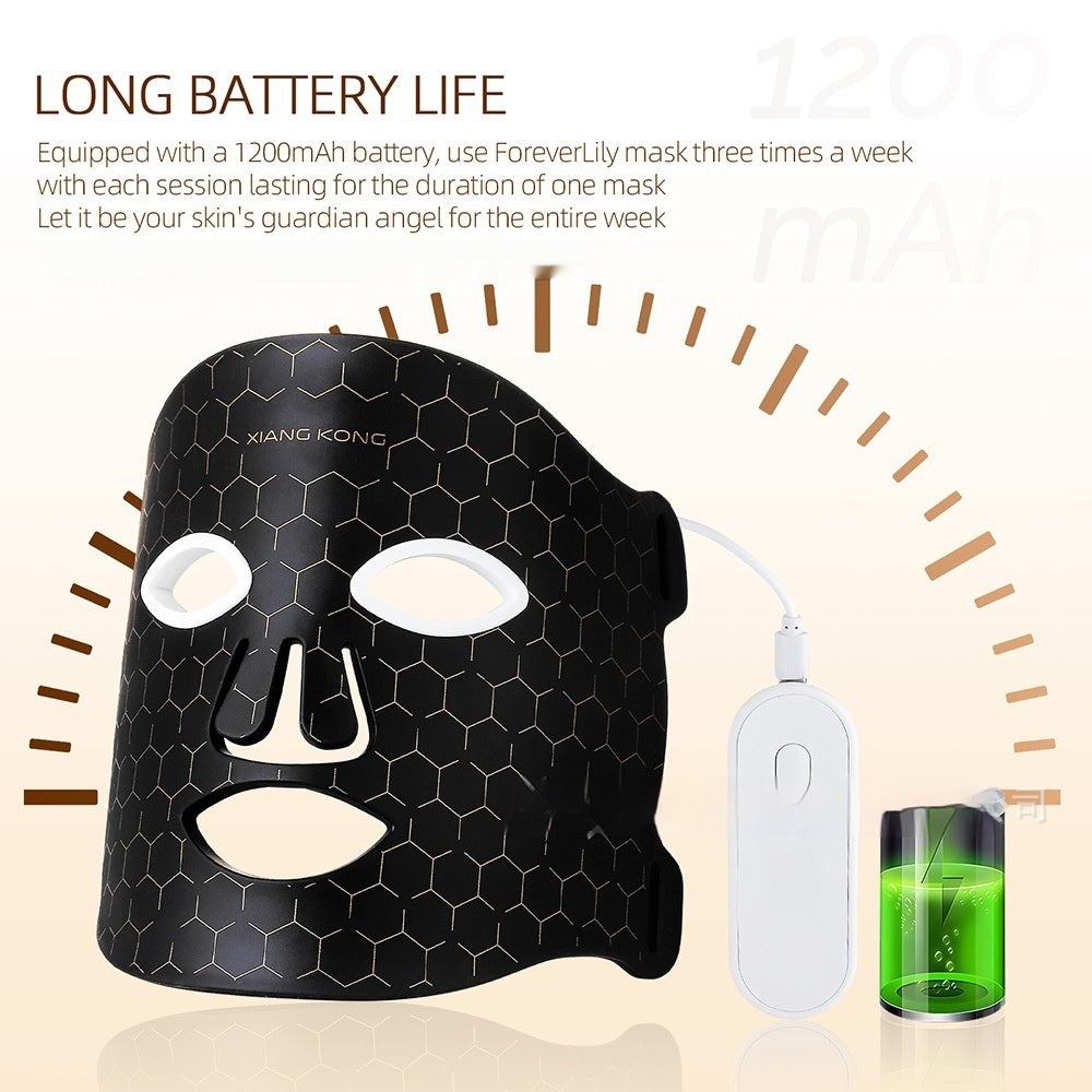 Beauty USB Firming Phototherapy Silicone Mask with controller and battery pack, designed for skincare treatment.