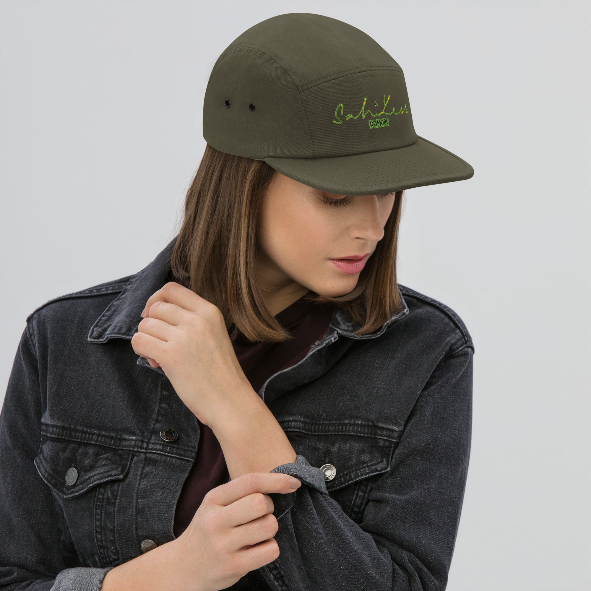 SahlessDoMore Five Panel Cap lightweight cotton five-panel hat with nylon strap closure and metal eyelets