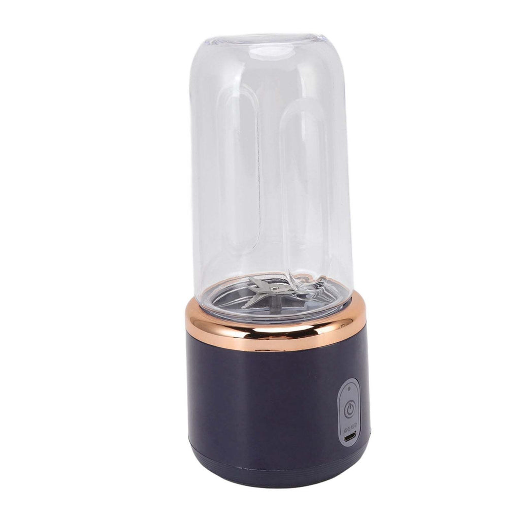 Cordless Portable Blender Bottle with Lid featuring USB rechargeable design and gold accents.