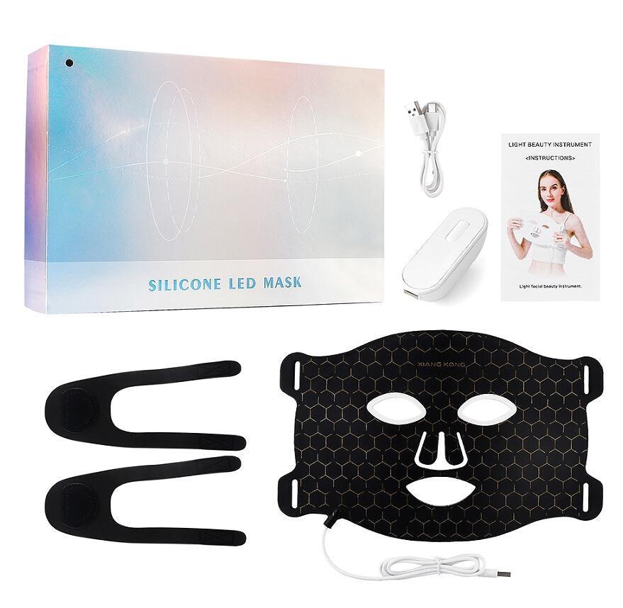 Beauty USB Firming Phototherapy Silicone Mask with packaging and accessories.