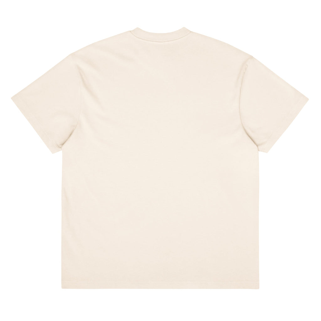 Men wearing oversized relaxed fit Self-Box Statue Tee with drop shoulder sleeves and reinforced neckline in streetwear style
