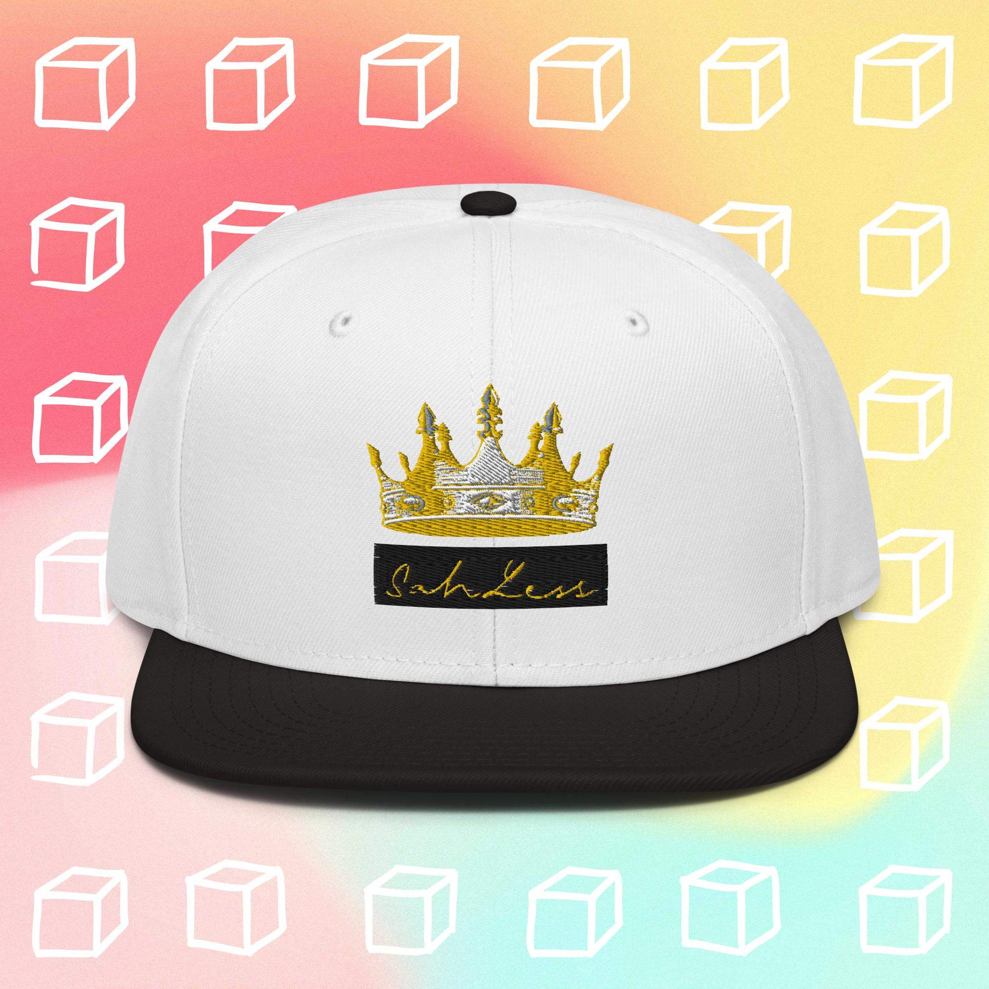 Snapback SahLess Hat with crown design, flat visor, and high-profile fit.