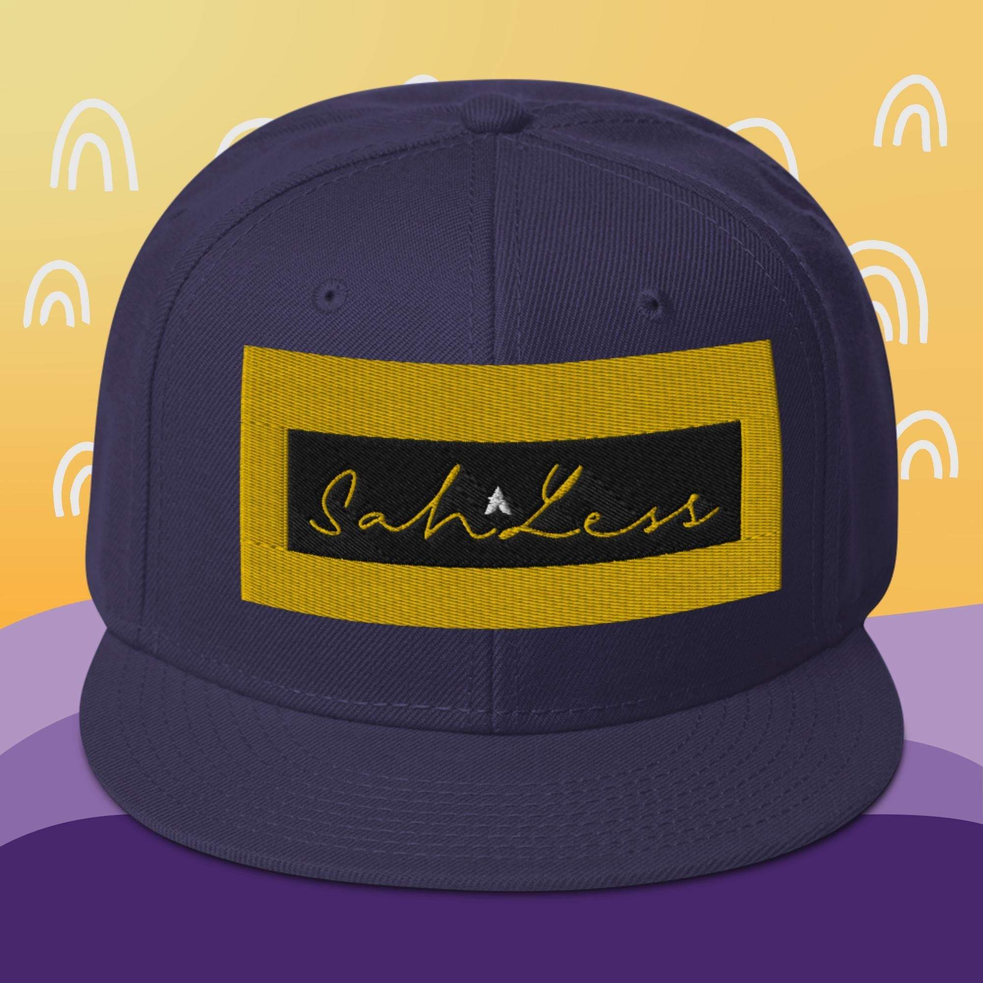 Snapback SahLess Hat with flat visor and structured high-profile design