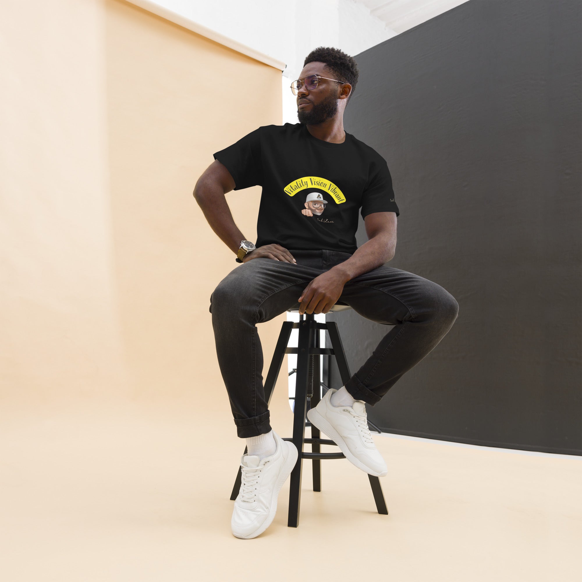 Unisex classic Vitality-Vision-Vibrant cotton tee with structured fit and sharp edges for layered streetwear