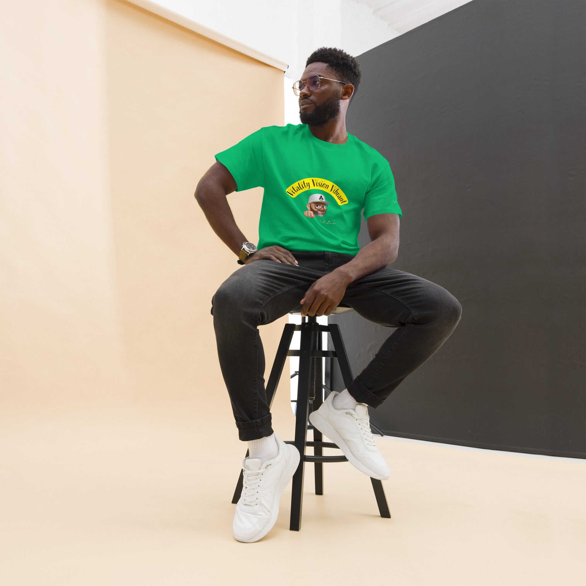Vitality-Vision-Vibrant unisex classic cotton tee with sharp structured fit for trendy streetwear