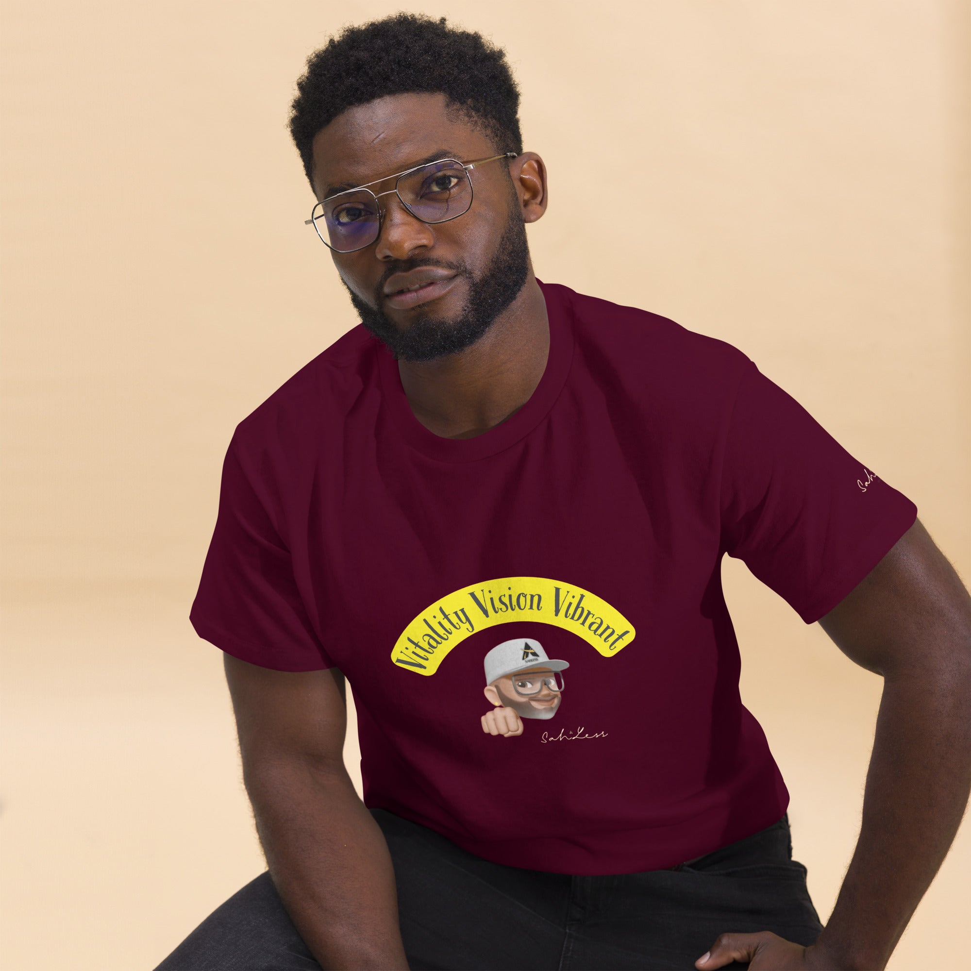 Unisex classic cotton tee Vitality-Vision-Vibrant with sharp lines and streetwear style