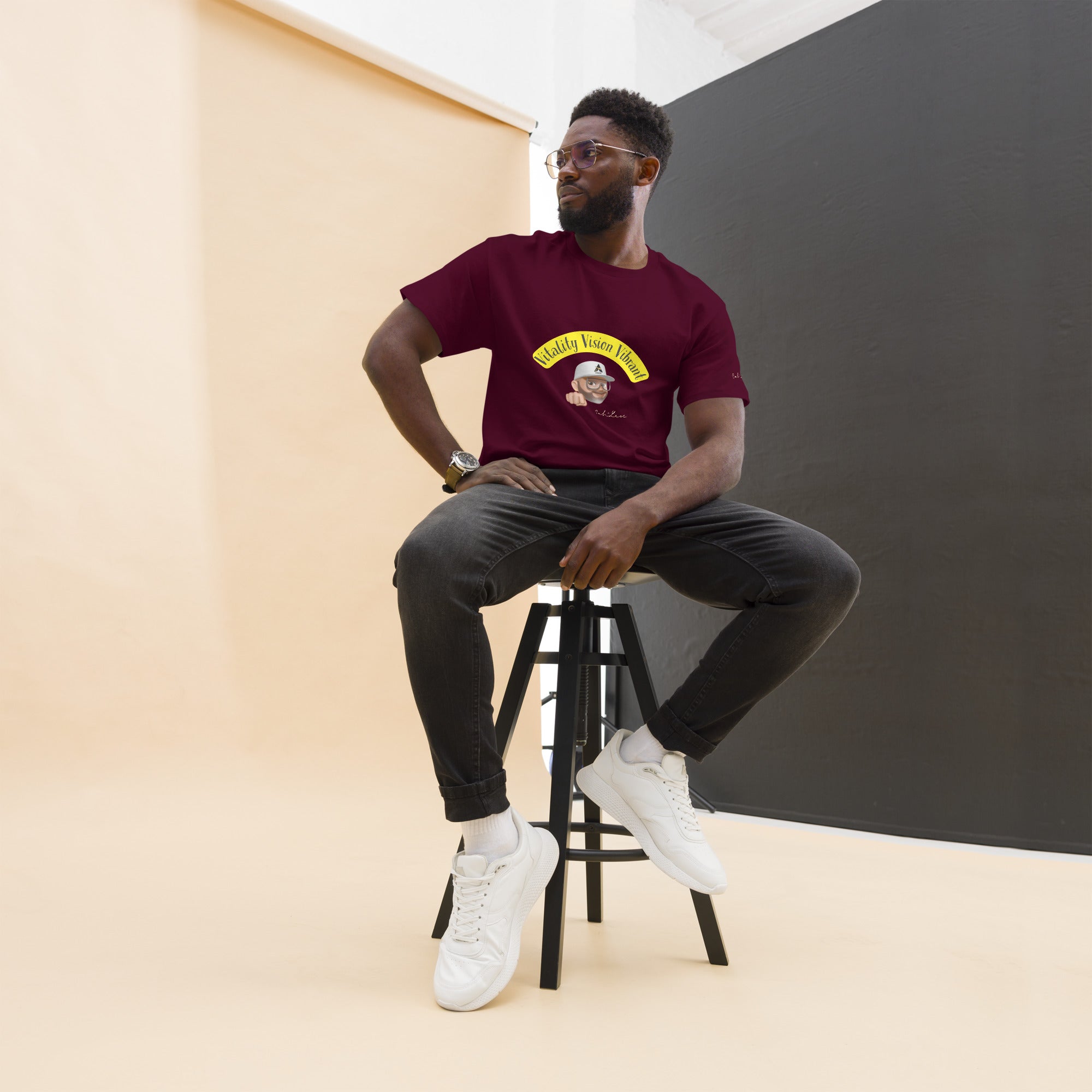 Vitality-Vision-Vibrant unisex classic cotton tee with structured fit and sharp edges, ideal for streetwear layering
