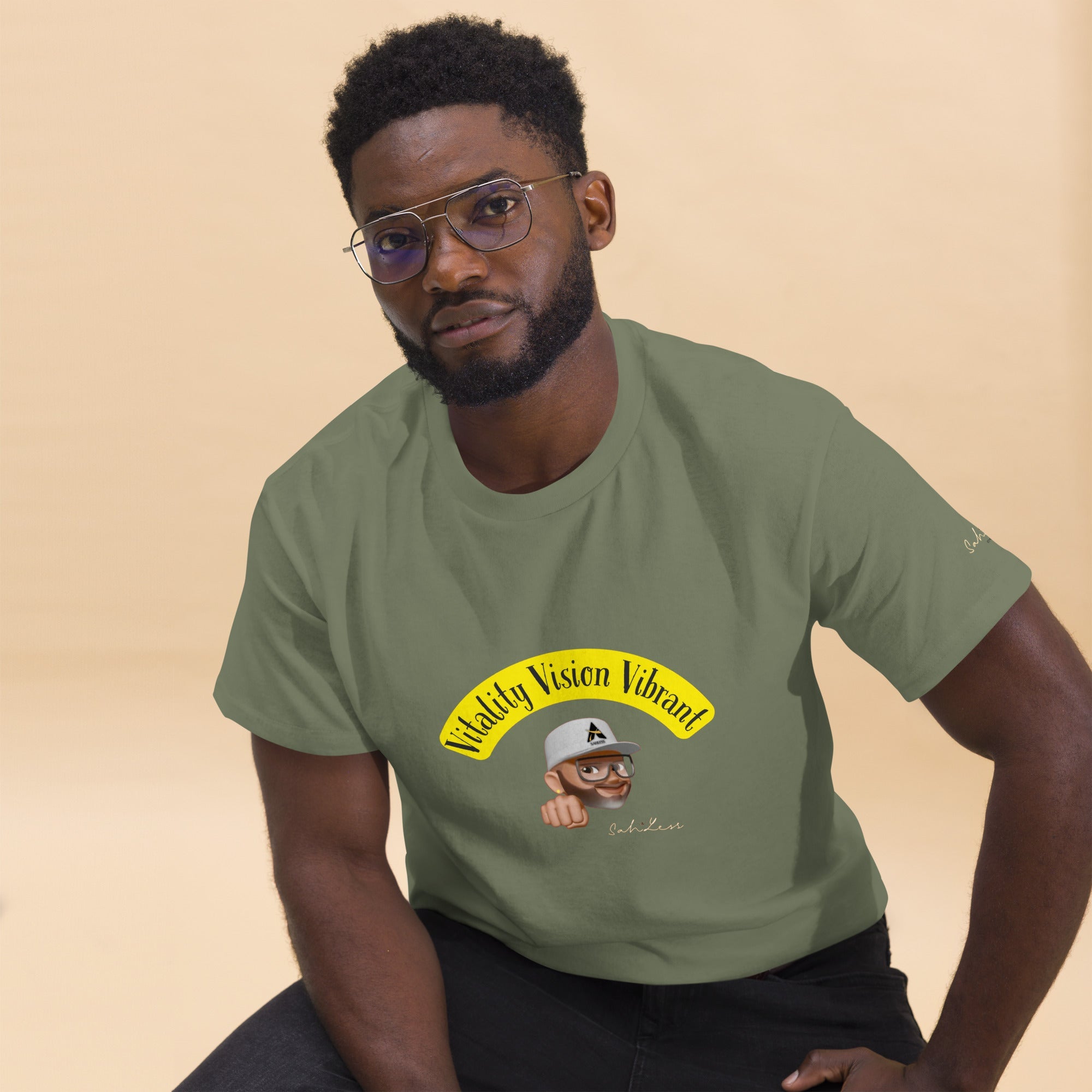 Unisex classic tee Vitality-Vision-Vibrant made of 100% cotton with sharp edges and layered streetwear style