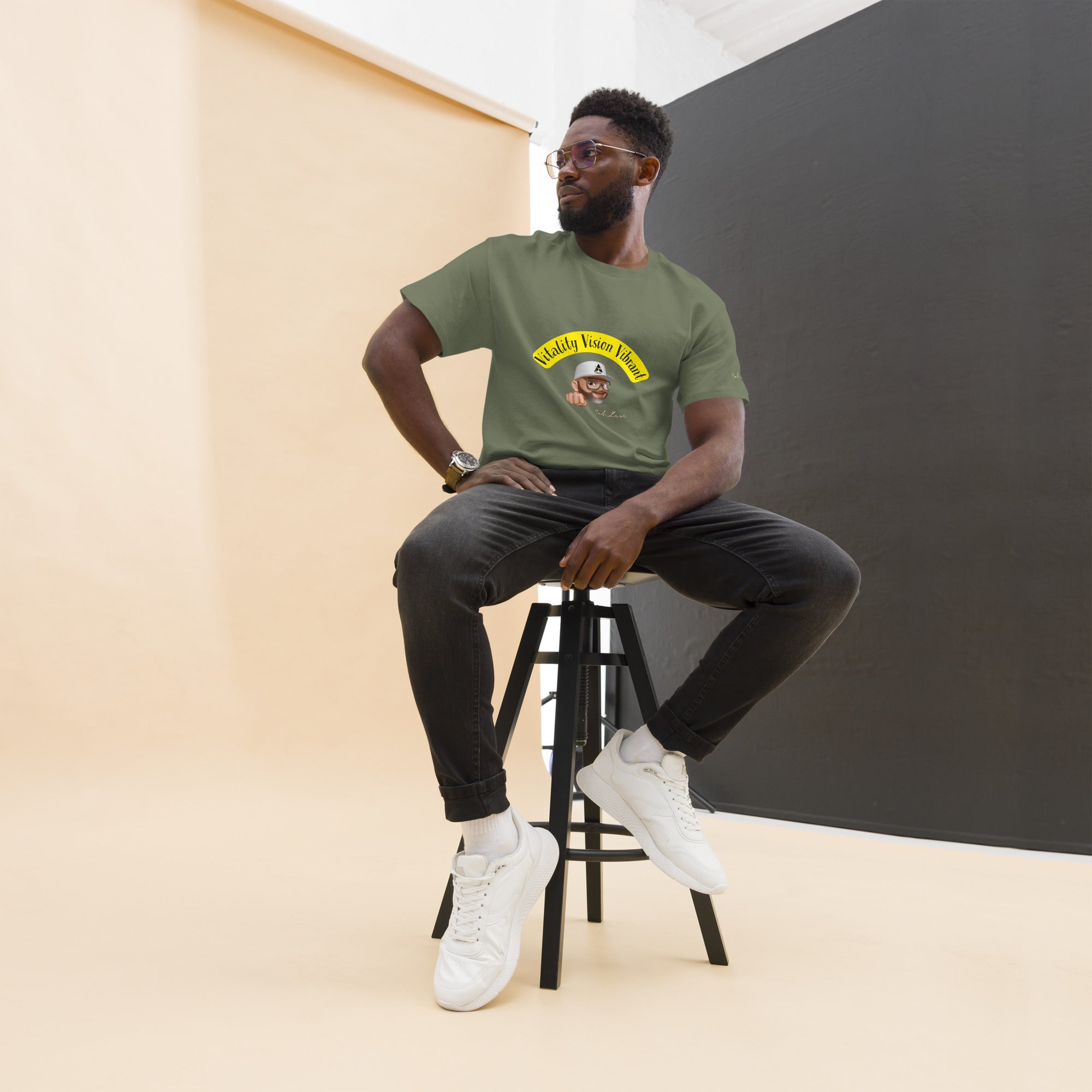 Unisex classic tee Vitality-Vision-Vibrant 100% cotton structured fit perfect for streetwear layering