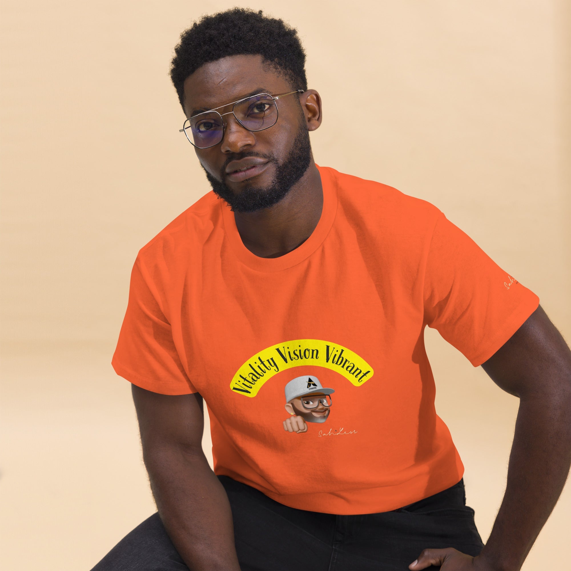Vitality-Vision-Vibrant unisex classic cotton tee showcasing sharp lines and trendy streetwear style