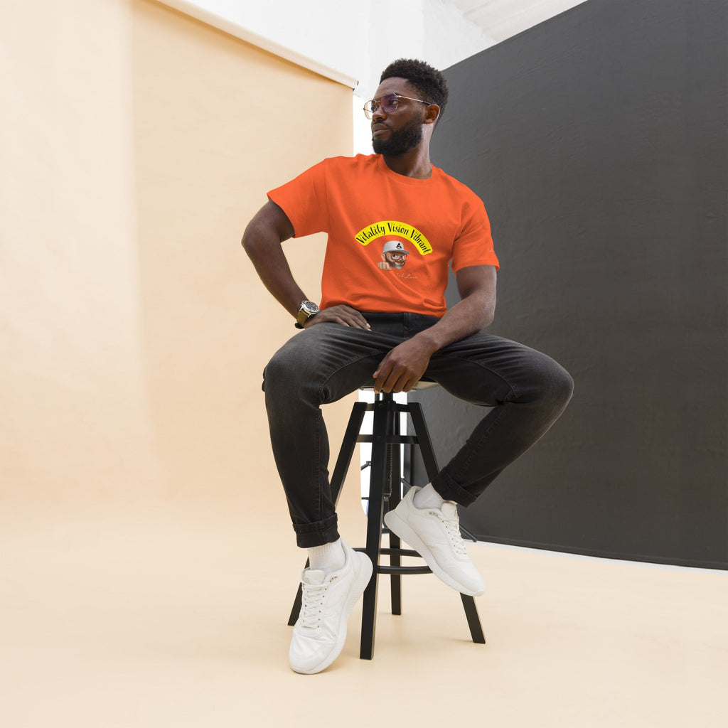 Unisex classic Vitality-Vision-Vibrant tee in 100% cotton with structured fit and sharp edges