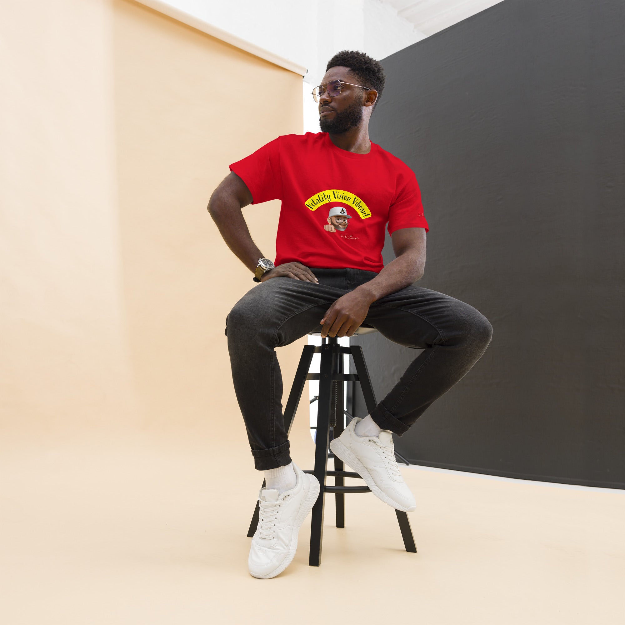 Unisex Vitality-Vision-Vibrant classic cotton tee with sharp edges and layered streetwear style