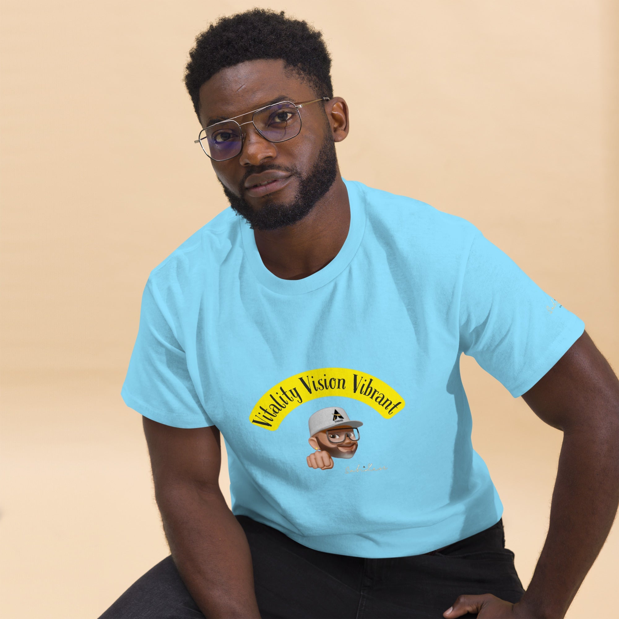 Vitality-Vision-Vibrant unisex classic cotton tee with sharp edges and layered streetwear style