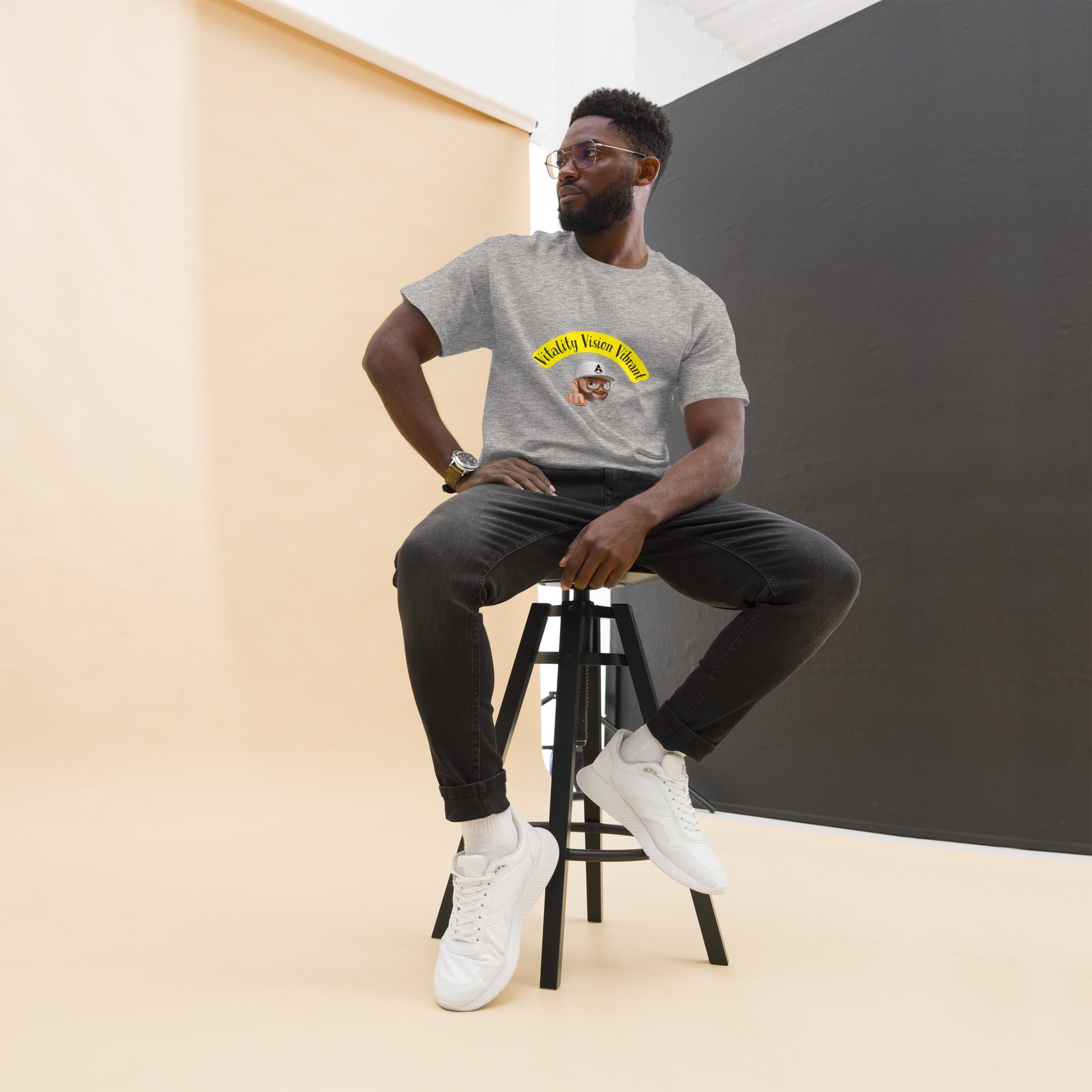 Unisex Vitality-Vision-Vibrant classic cotton tee with sharp lines and streetwear style