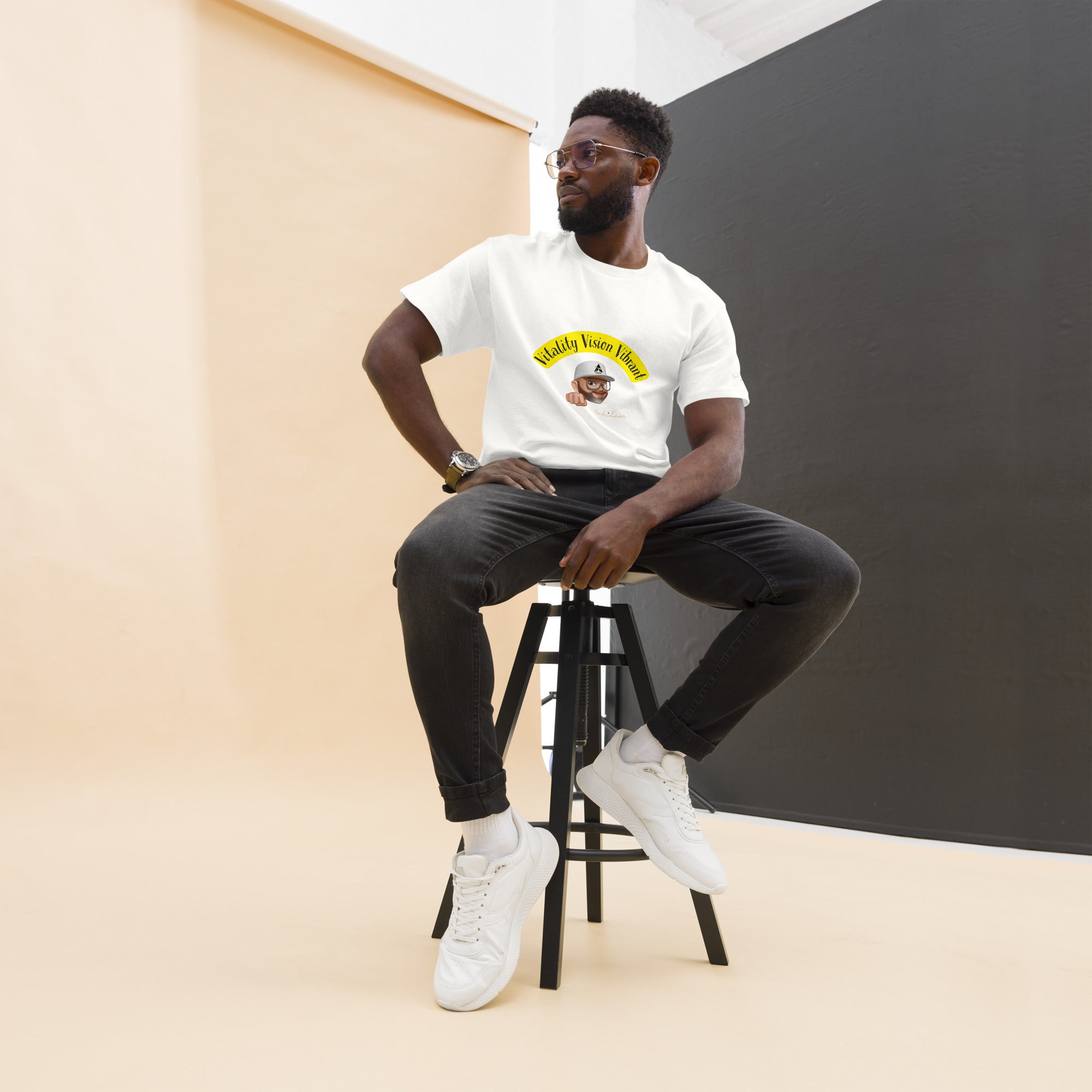 Vitality-Vision-Vibrant unisex classic cotton tee with structured fit and sharp lines
