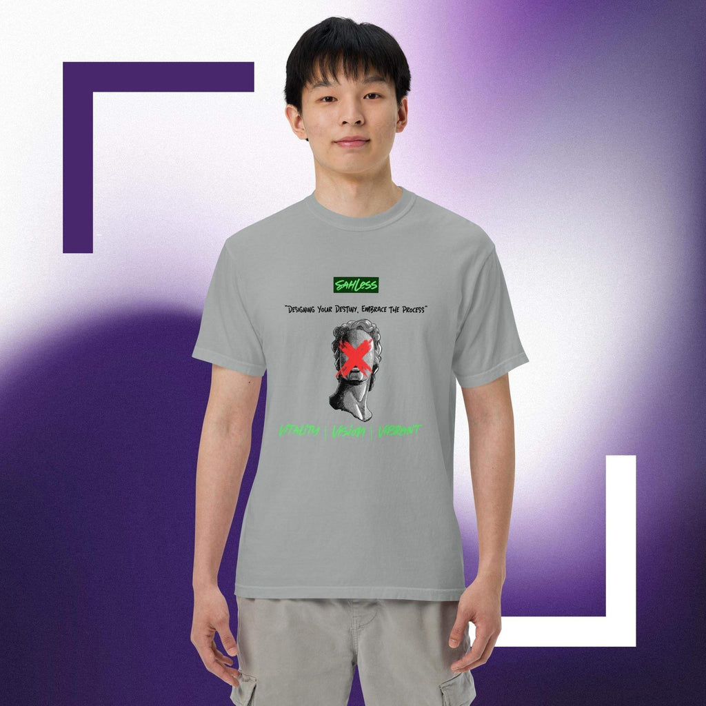 Heavyweight garment-dyed unisex T-shirt, 100% ring-spun cotton, relaxed fit.