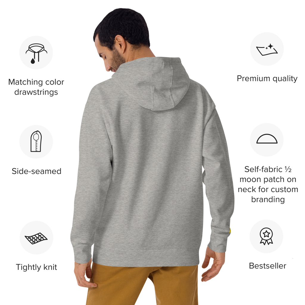 SahLess Unisex Hoodie in gray, showcasing durable fabric and stylish design with a cozy fit.