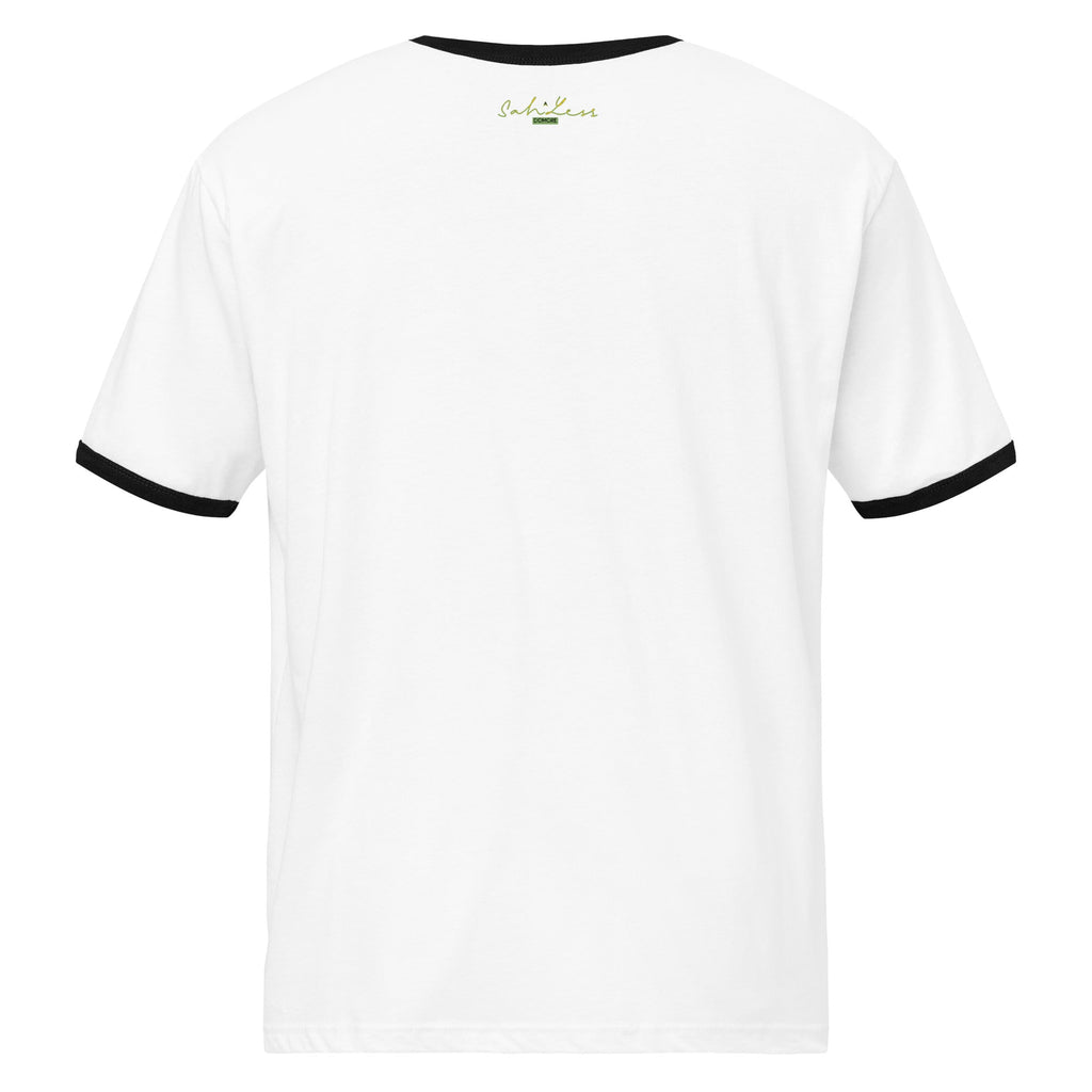 Lightweight Self-Statue Tee with retro contrast trims and relaxed fit by SahLessDoMore