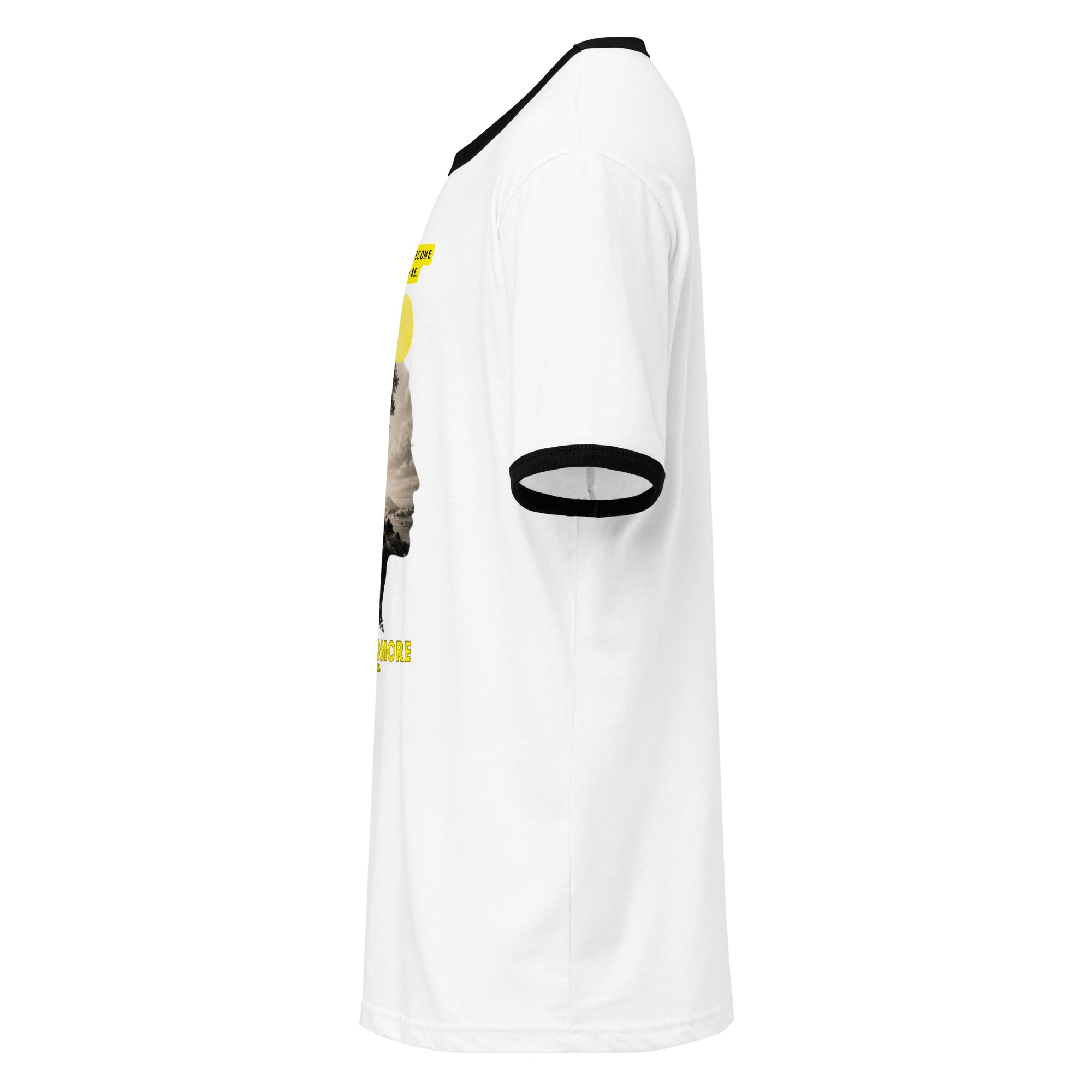 Heather gray Self-Staircase Tee with contrast trims and relaxed fit on a mannequin