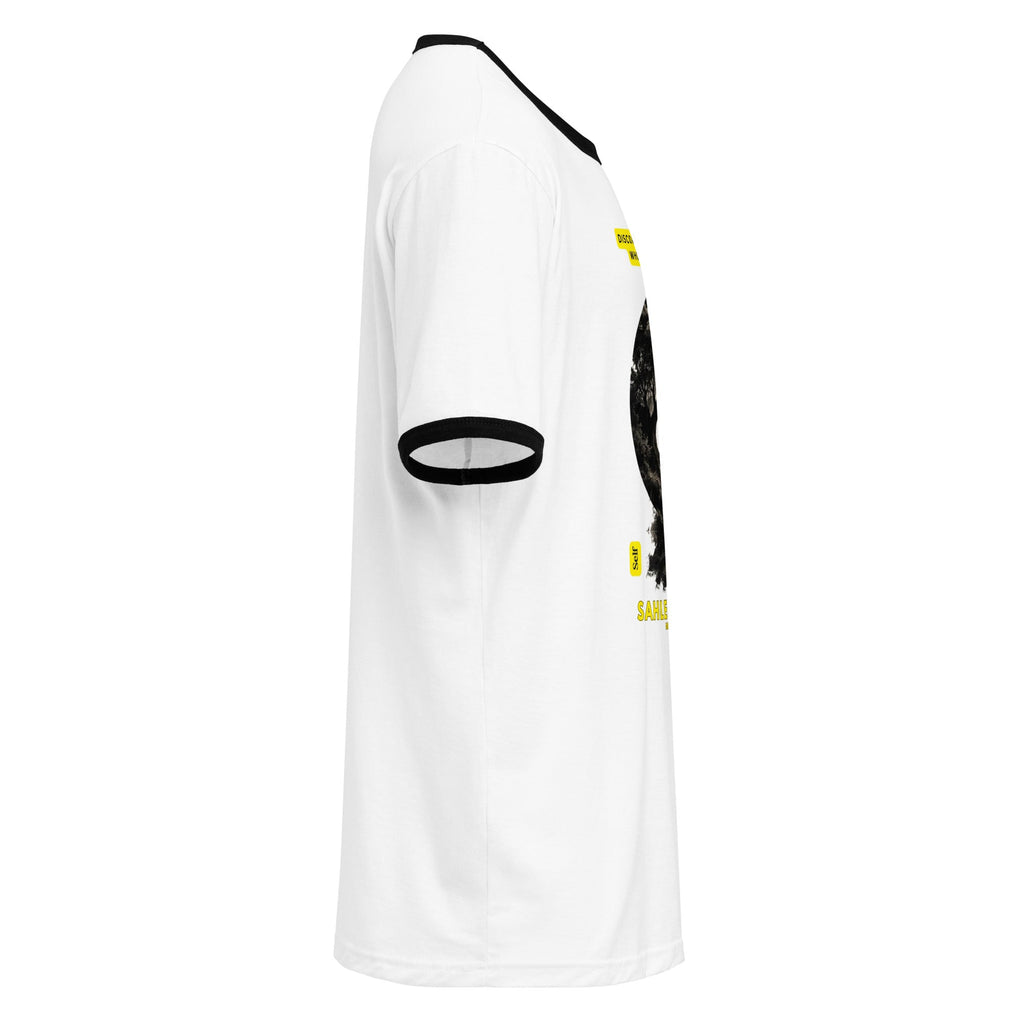 Self-Staircase Tee lightweight cotton tee with contrast trims and relaxed fit by SahLessDoMore