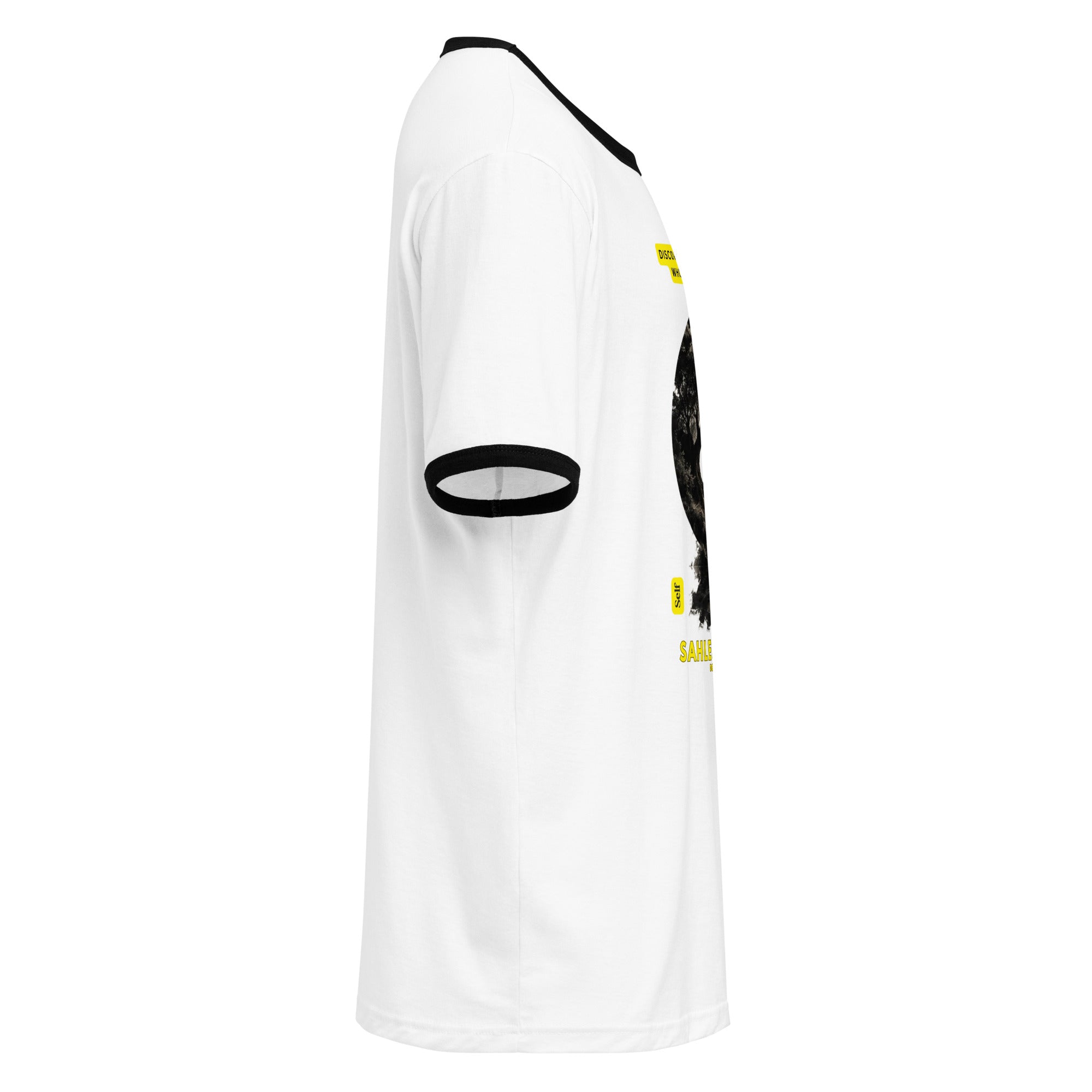 Self-Staircase Tee lightweight cotton tee with contrast trims and relaxed fit by SahLessDoMore