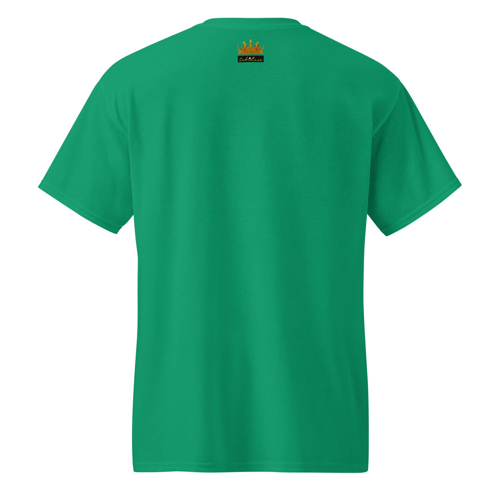 Green DryBlend® Graphic Performance Tee with SahLess EST. 2024 logo on back collar, unisex moisture-wicking cotton-poly blend shirt.
