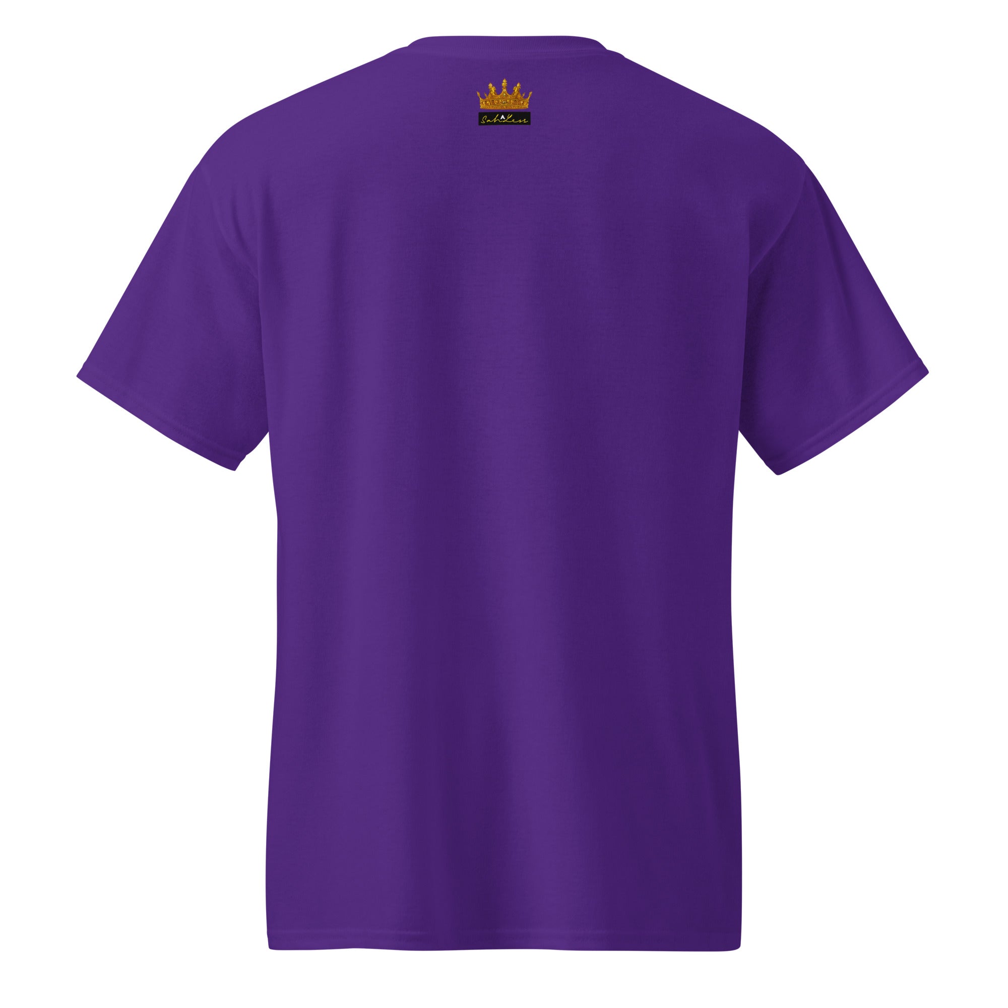 Purple DryBlend® Graphic Performance Tee with SahLess EST. 2024 logo on back collar, moisture-wicking unisex t-shirt