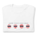 Eco-friendly unisex t-shirt with 'Sahless' design featuring global landmarks, made from 100% recycled materials.