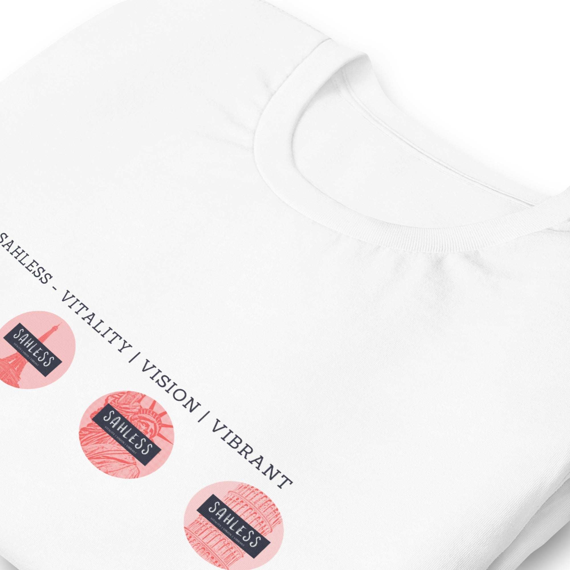 Unisex eco-friendly t-shirt with "Around the World" design, made from recycled materials.