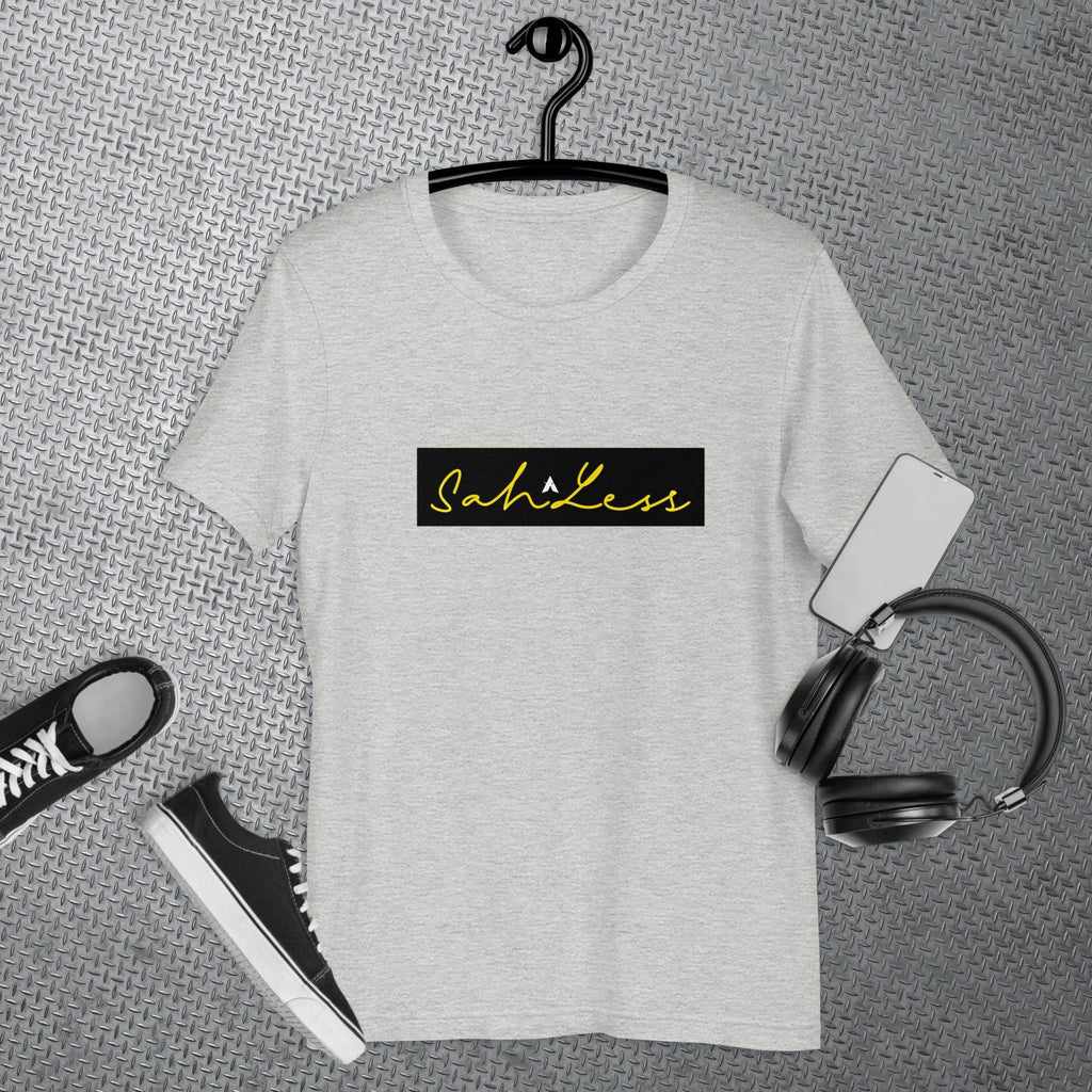 SahLess Signature unisex t-shirt in lightweight cotton, ideal for everyday comfort and style.