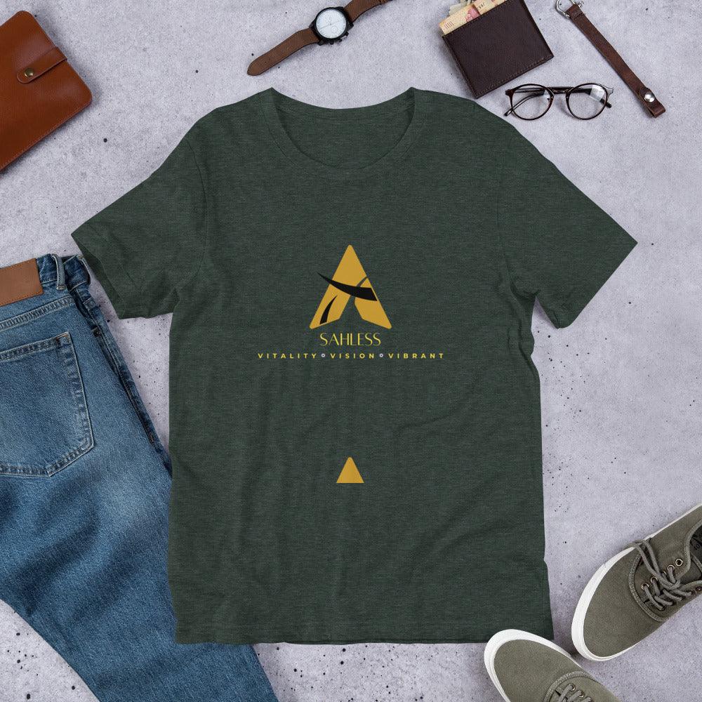 Unisex SahLess T-shirt in a vibrant aqua color, made from 100% pre-shrunk cotton with side-seamed construction.