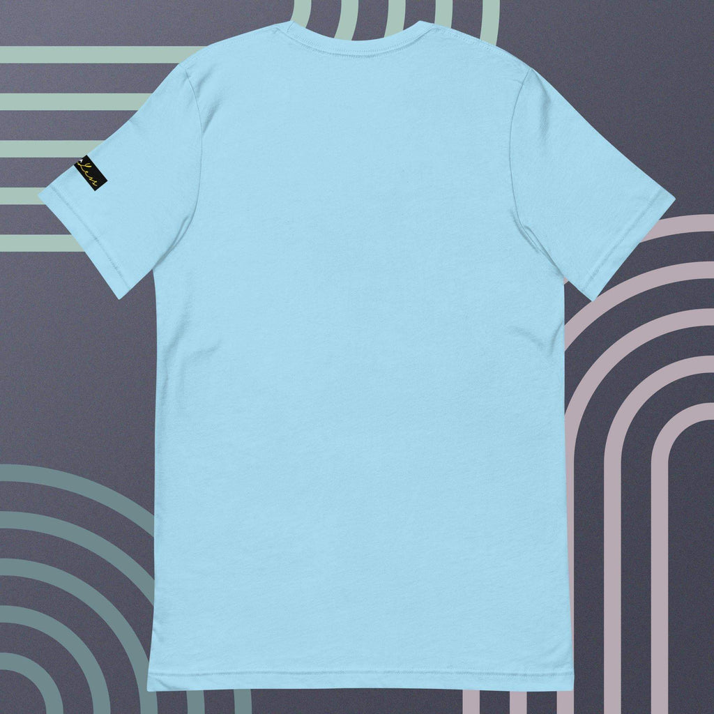 Unisex light blue t-shirt with Crown and Signature design, soft and lightweight fabric.