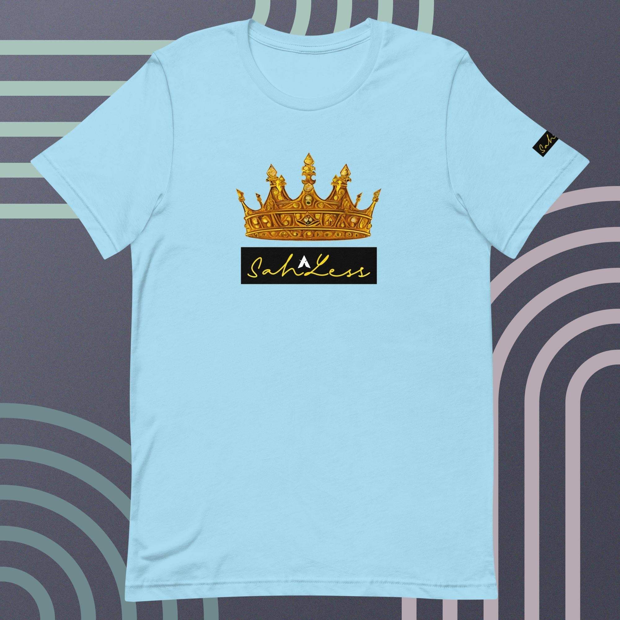 Unisex t-shirt with crown and signature design by SahLess, soft and lightweight.
