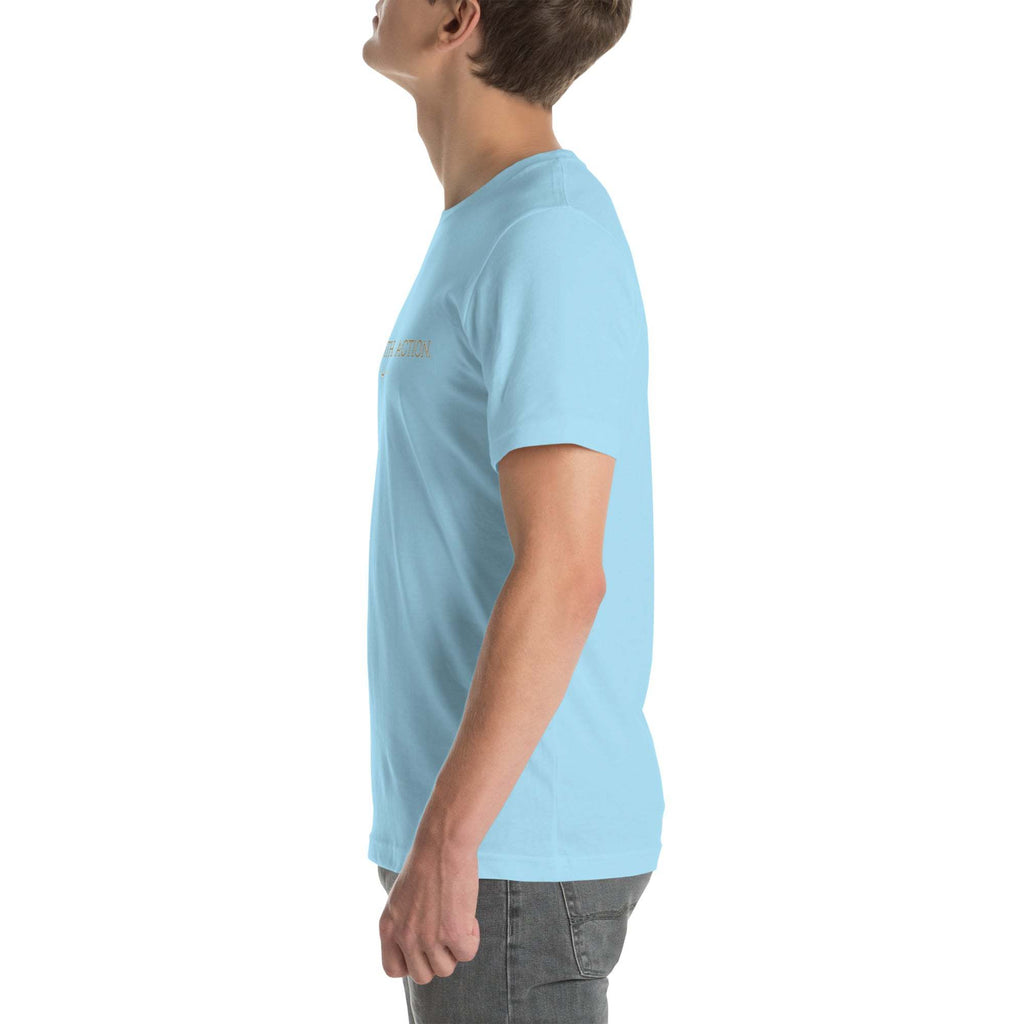 Black 'Sah it with Action' graphic unisex T-shirt by Sahless, made from soft, breathable cotton.
