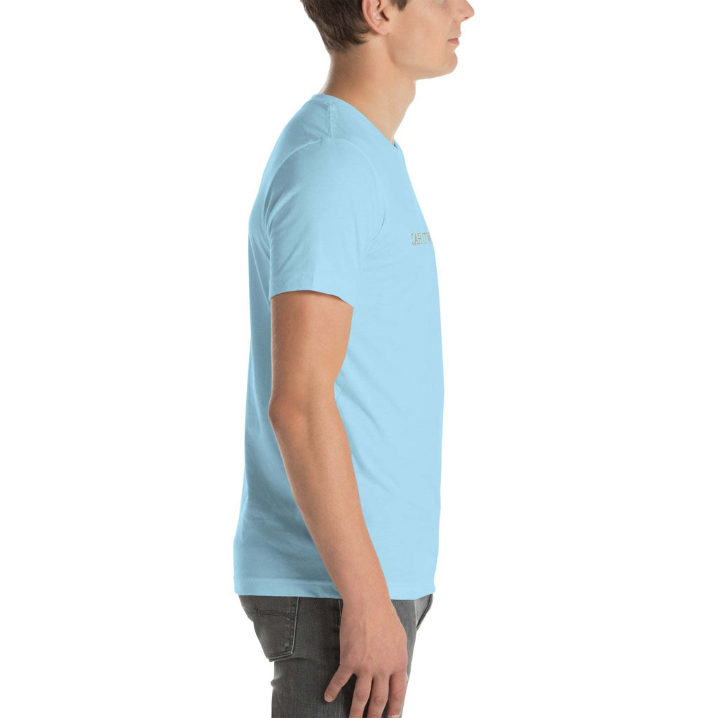Black 'Sah it with Action' graphic unisex T-shirt by Sahless, soft and breathable.