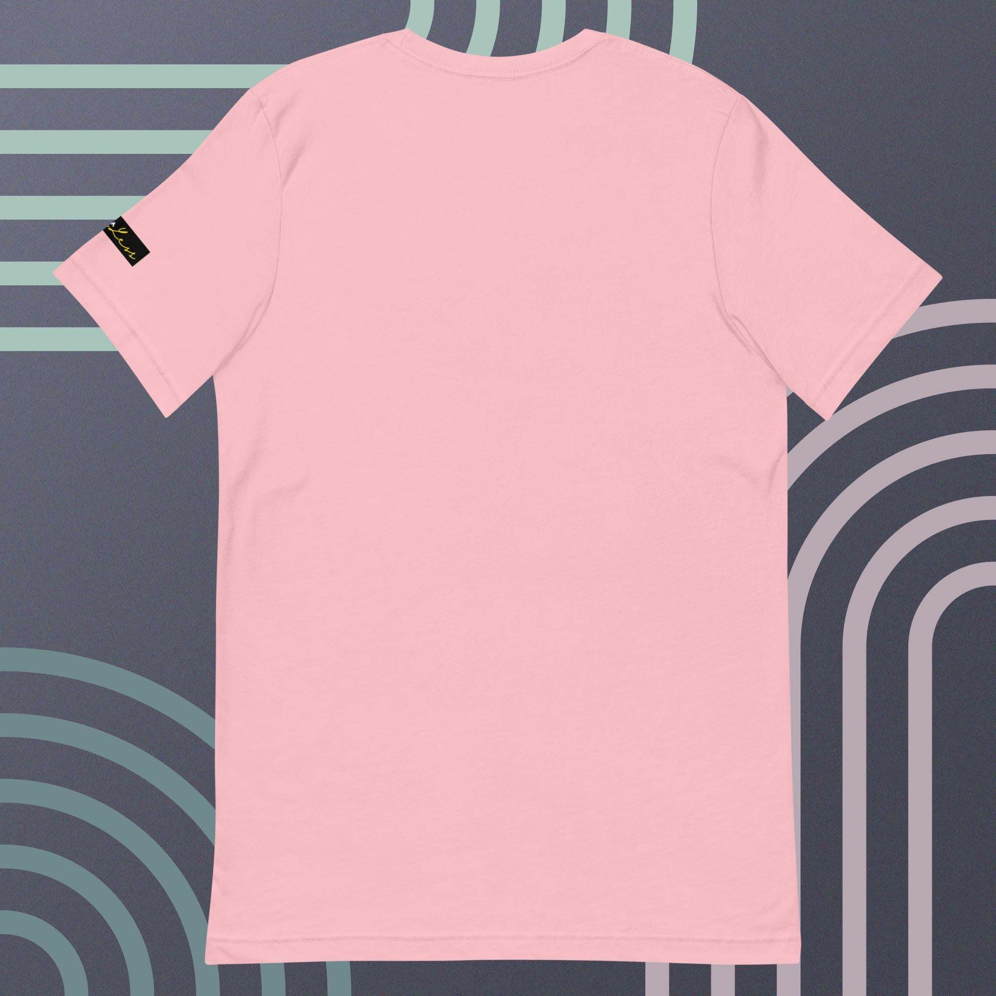 Unisex pink t-shirt featuring the Crown and Signature design by SahLess, soft and lightweight fabric.
