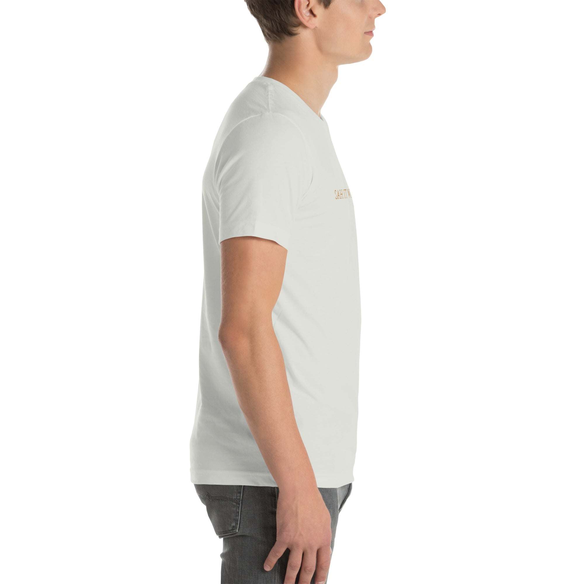 Black 'Sah it with Action' graphic unisex t-shirt, soft and breathable fabric.