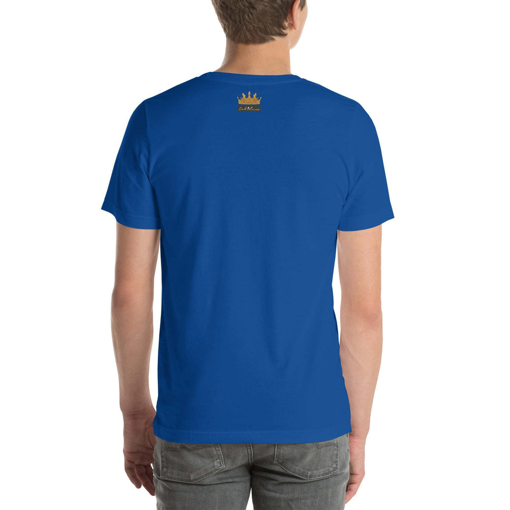 Unisex black graphic t-shirt with "Sah it with Action" text, soft and breathable.