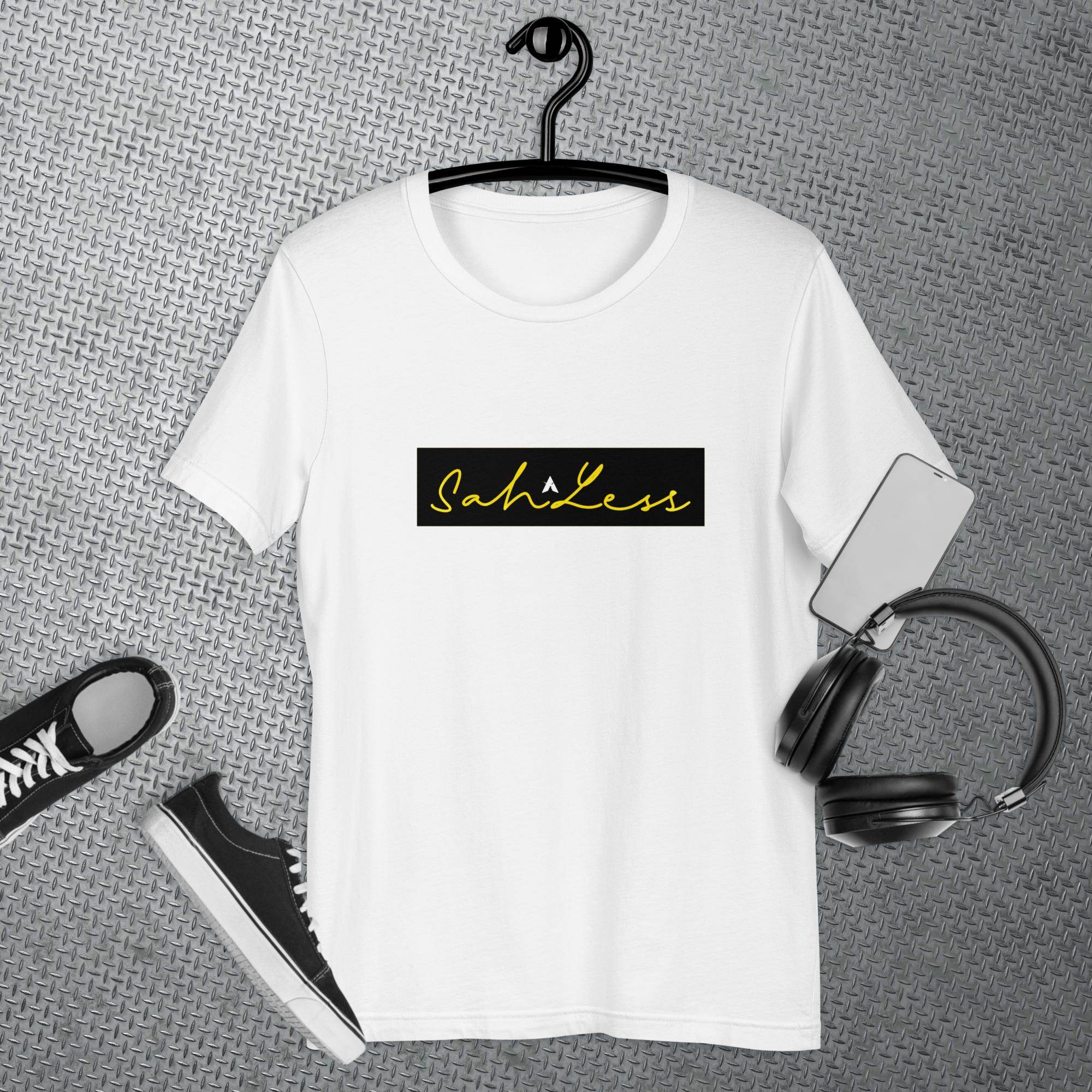 SahLess Signature Unisex T-shirt, lightweight cotton, casual wear.